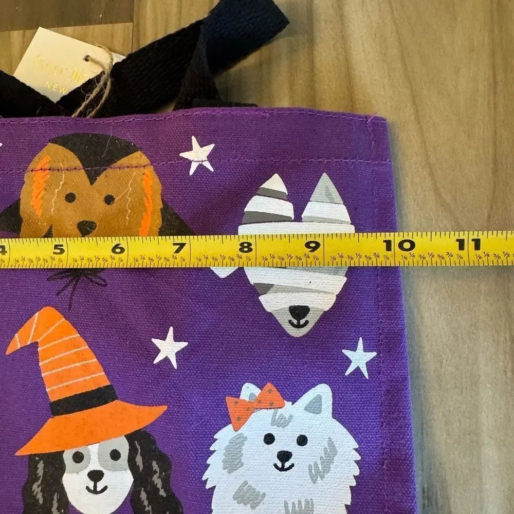 Isaac Mizrahi Halloween Purple Dog Faces Trick or Treat Shopping Canvas Bag - Picture 5 of 5